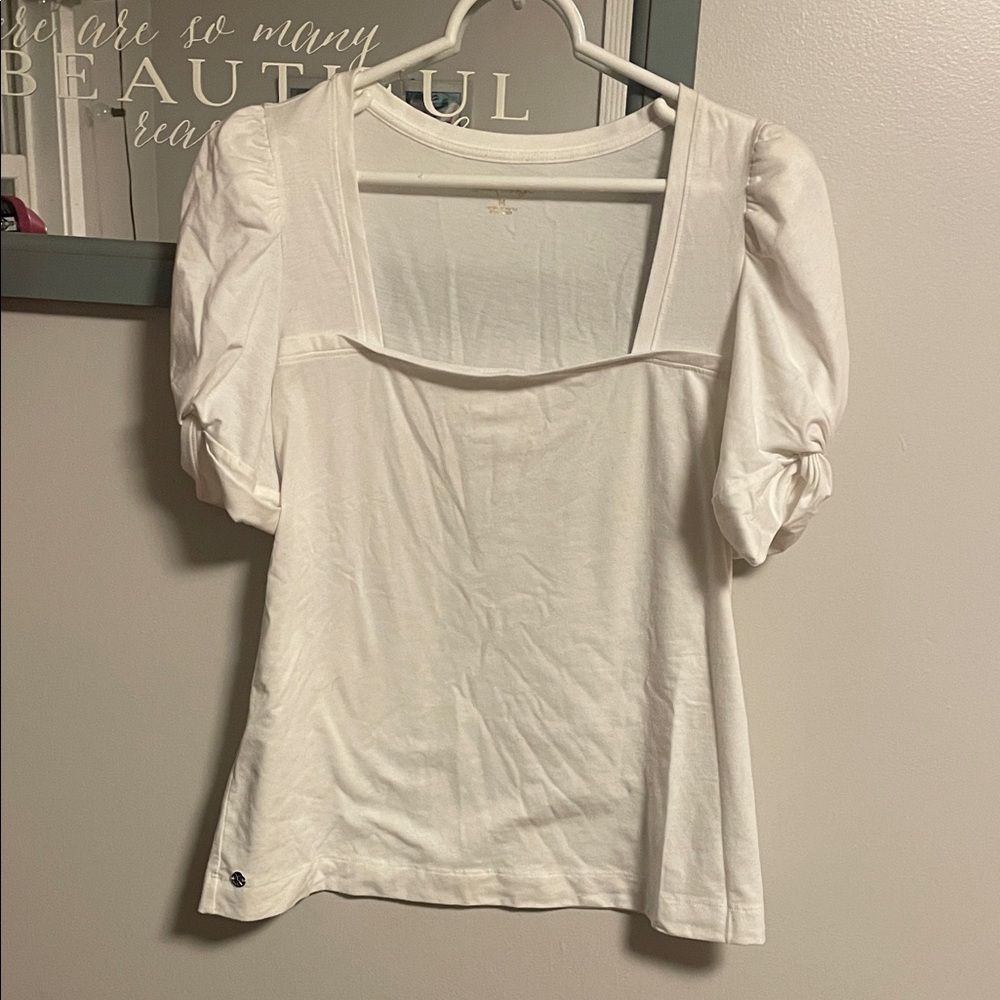 Lilly Pulitzer white square neck cotton blend  top size M